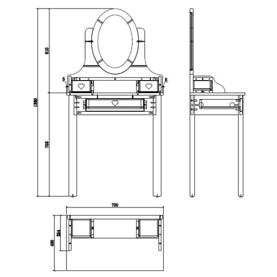 Lucevi amori kaptafel hout - 70x40x136cm - Image 3