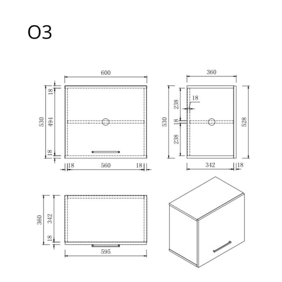 Wasophoogte Keukenkast – module o3 – Ébène zwart - Image 2