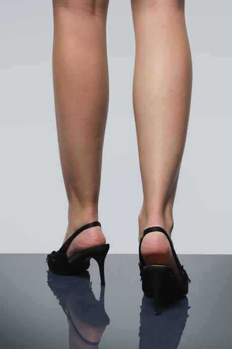 Belle Satin Mini Bow Slingback High Stiletto Court Shoes - Image 4