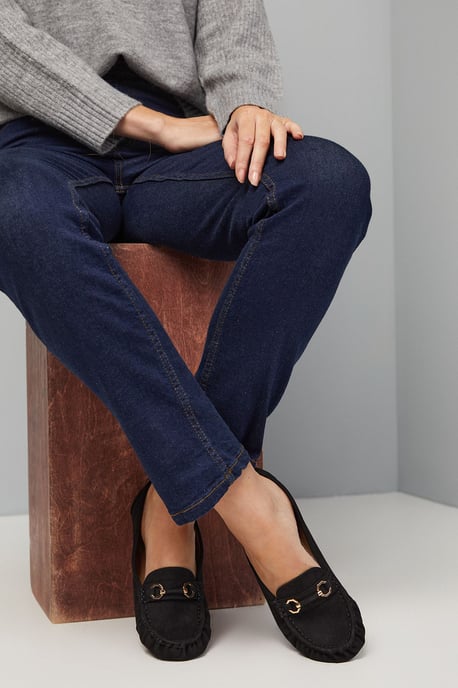 Good for The Sole: Wide Fit Mindie Faux Suede Snaffle Detail Moccasin Comfort Loafers - Image 1