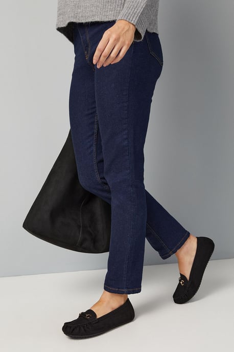 Good for The Sole: Wide Fit Mindie Faux Suede Snaffle Detail Moccasin Comfort Loafers - Image 2