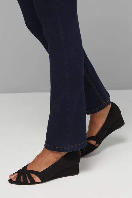 Good For The Sole: Wide Fit Millie Faux Suede Comfort Low Wedge Peeptoe Court Shoes - Image 2