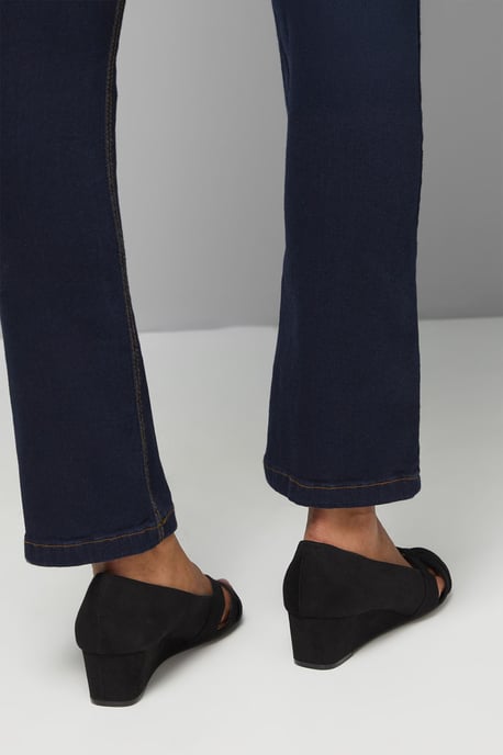Good For The Sole: Wide Fit Millie Faux Suede Comfort Low Wedge Peeptoe Court Shoes - Image 3
