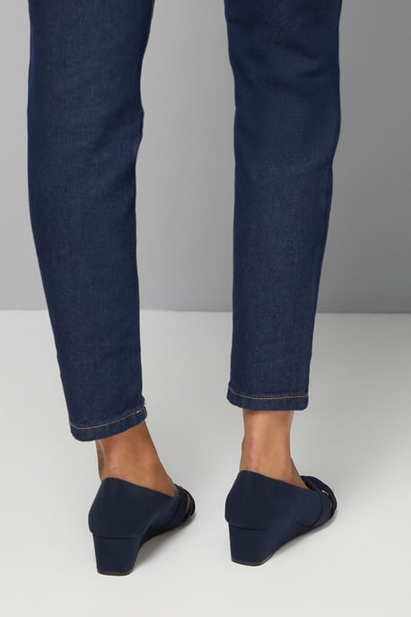 Good For The Sole: Wide Fit Millie Faux Suede Comfort Low Wedge Peeptoe Court Shoes - Image 3