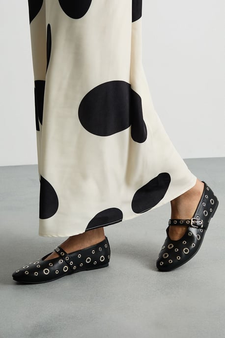 Faith: Freya Faux Leather Eyelet Mary Jane Ballerinas - Image 1