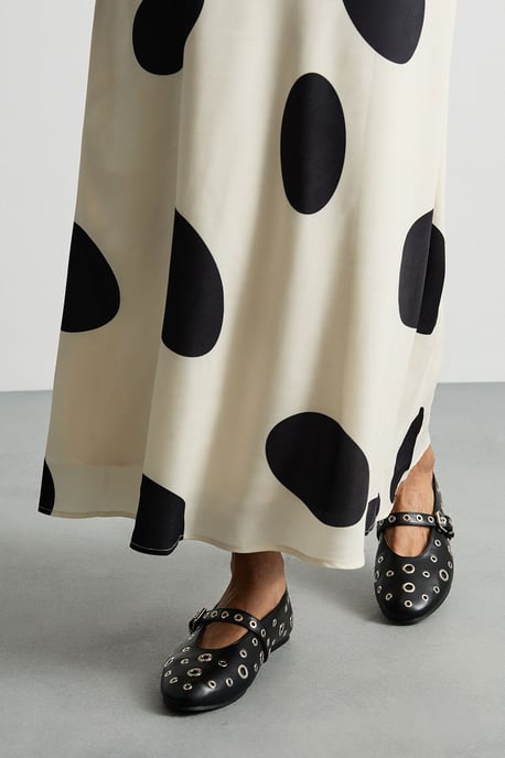 Faith: Freya Faux Leather Eyelet Mary Jane Ballerinas - Image 3