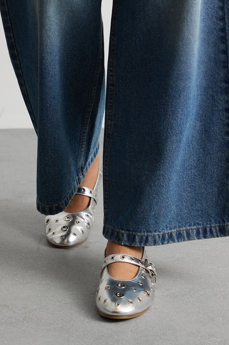 Faith: Freya Faux Leather Eyelet Mary Jane Ballerinas - Image 3
