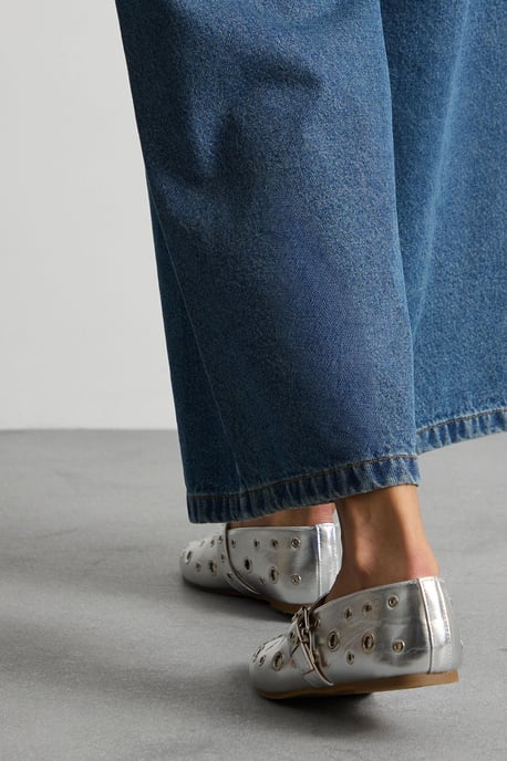 Faith: Freya Faux Leather Eyelet Mary Jane Ballerinas - Image 4