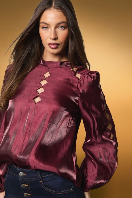Long Sleeve Cut Work Blouse - Image 2
