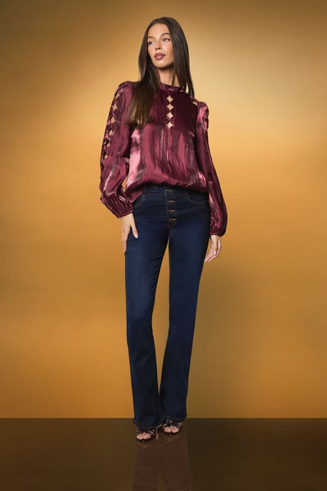 Long Sleeve Cut Work Blouse - Image 4