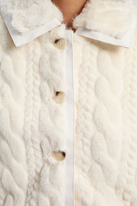 Textured Faux Fur Tailored Coat - Image 3