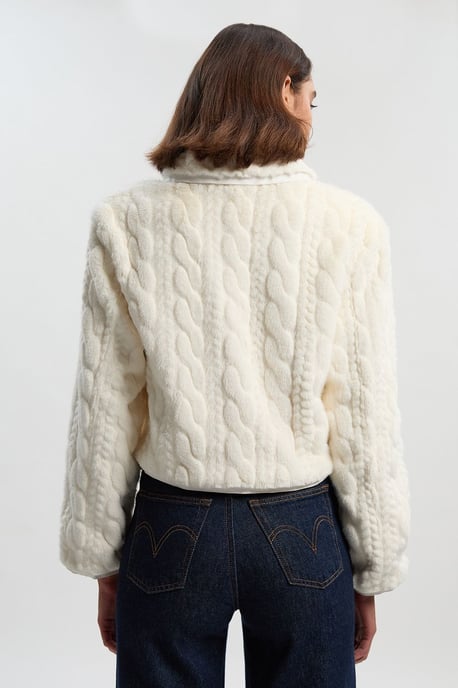 Textured Faux Fur Tailored Coat - Image 4
