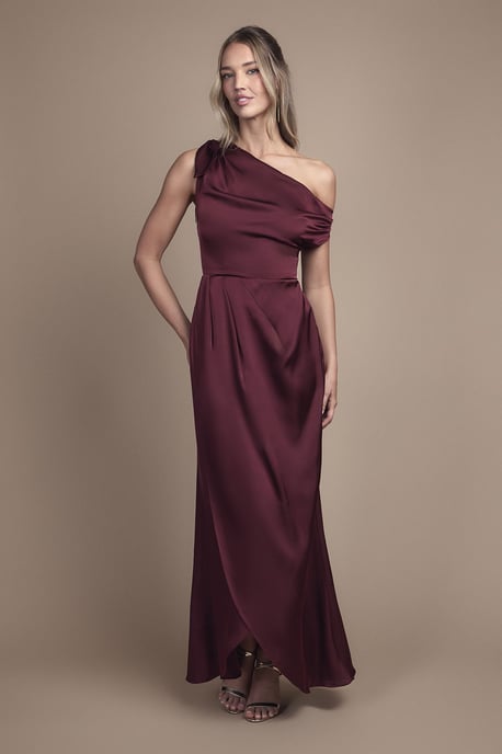 Fallen Shoulder Bow Detail Bridesmaid Maxi Dress - Image 1