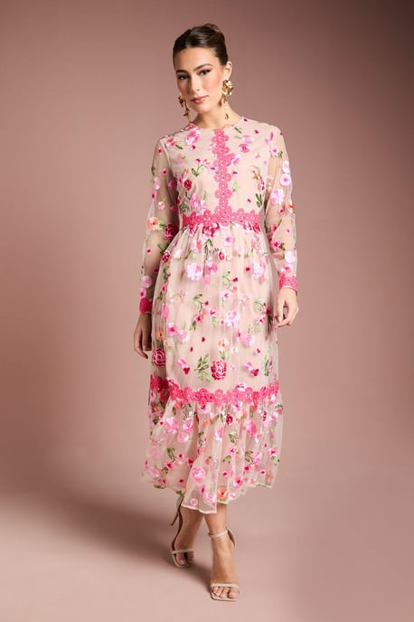 Embroidered Floral Maxi Dress - Image 1