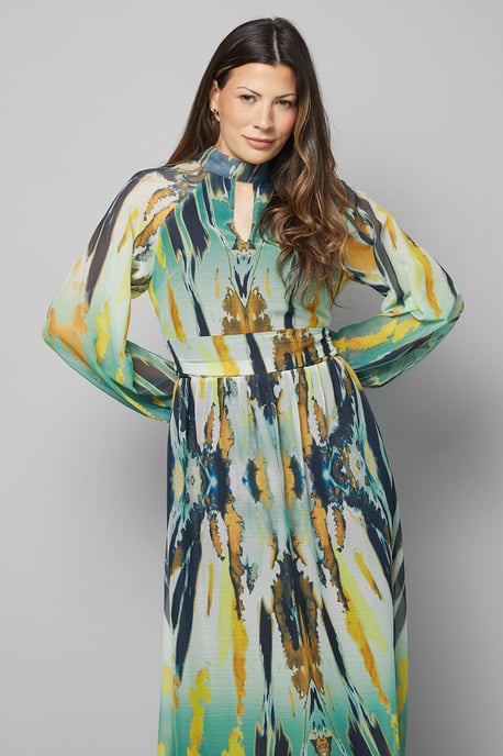 Abstract Tie Neck Midi Dress - Image 2