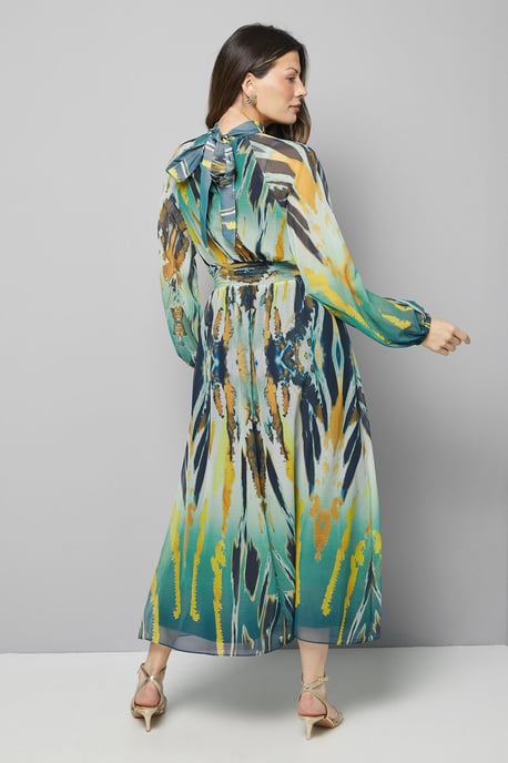 Abstract Tie Neck Midi Dress - Image 3