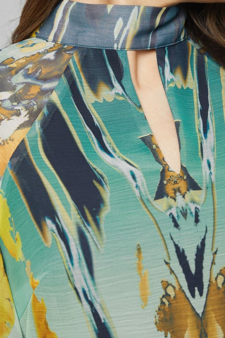 Abstract Tie Neck Midi Dress - Image 5