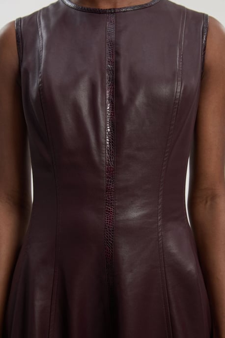 Faux Leather Croc Full Midi Dress - Image 3