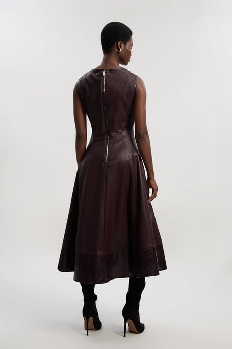 Faux Leather Croc Full Midi Dress - Image 4