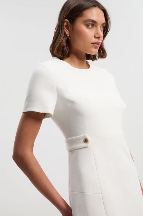 Petite Compact Stretch Essential Waist Tab Detail Tailored Mini Dress - Image 2