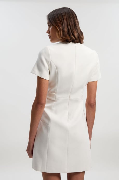 Petite Compact Stretch Essential Waist Tab Detail Tailored Mini Dress - Image 4