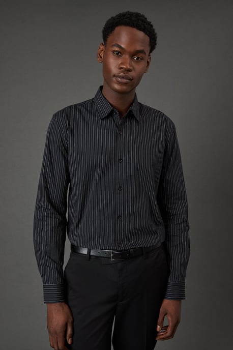 Black & White Fine Stripe Long Sleeve Shirt - Image 1