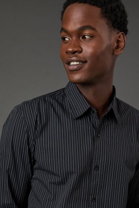Black & White Fine Stripe Long Sleeve Shirt - Image 2