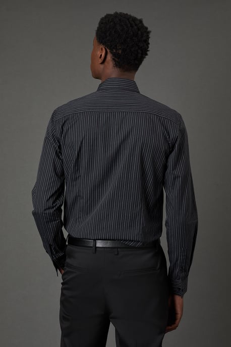 Black & White Fine Stripe Long Sleeve Shirt - Image 3