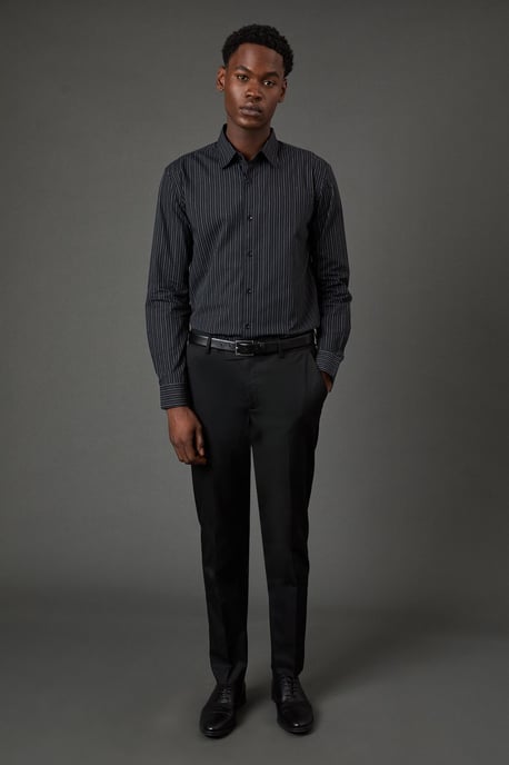 Black & White Fine Stripe Long Sleeve Shirt - Image 4