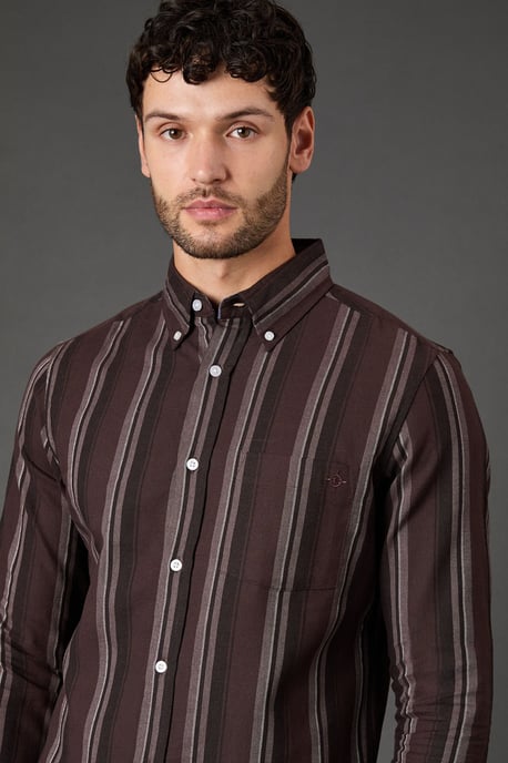 Burgundy Stripe Long Sleeve Shirt - Image 2