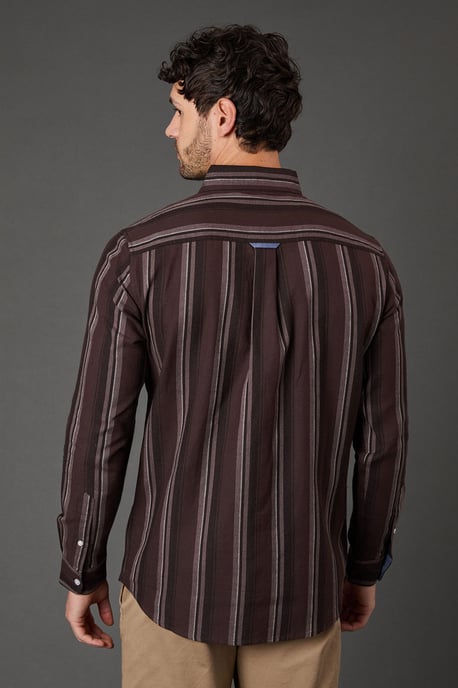 Burgundy Stripe Long Sleeve Shirt - Image 4