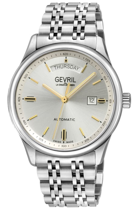 Excelsior Swiss Automatic Movement, Sellita SW240, Day Date, 42 MM, Silver Dial, 316L Stainless Steel Bracelet Watch. - Image 1