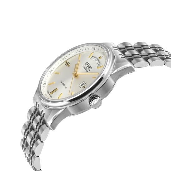Excelsior Swiss Automatic Movement, Sellita SW240, Day Date, 42 MM, Silver Dial, 316L Stainless Steel Bracelet Watch. - Image 3
