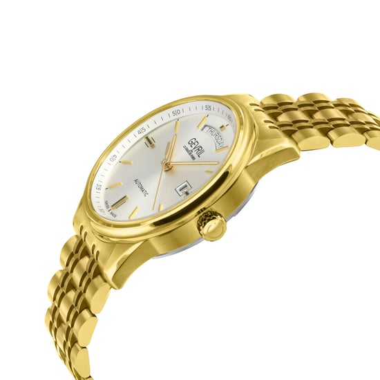 Excelsior Swiss Automatic Movement, Sellita SW240, 42 MM, Day Date, White Dial, 316L Stainless Steel IPYG Bracelet Watch. - Image 3