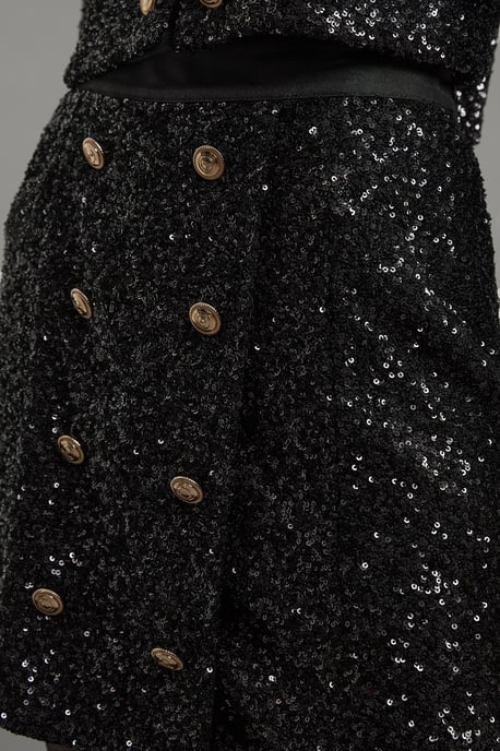 Tall Sequin Tailored Wrap Over Mini Skirt - Image 4