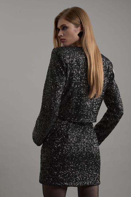 Tall Sequin Tailored Wrap Over Mini Skirt - Image 5