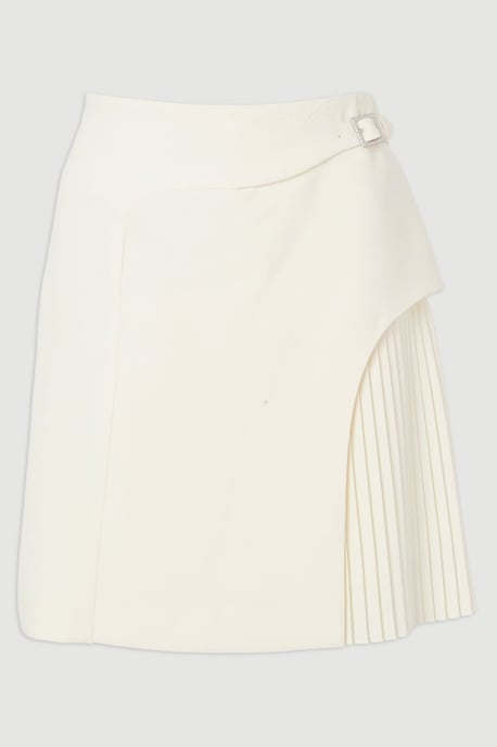 Tailored Buckle Detail Pleated Mini Skirt - Image 4