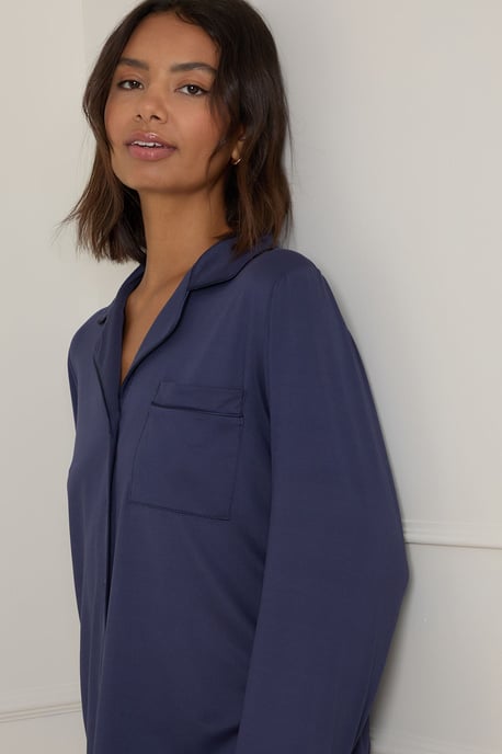 Nightwear Tipped Pyjama Shirt - Image 5
