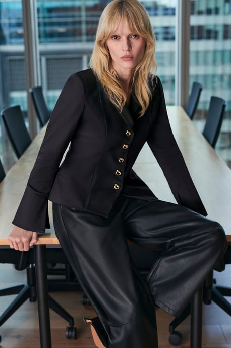 Faux Leather Barrel Leg Trouser - Image 1