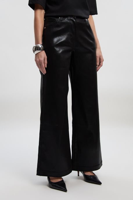 Metallic Coated Denim Wide Leg Jean - Image 2