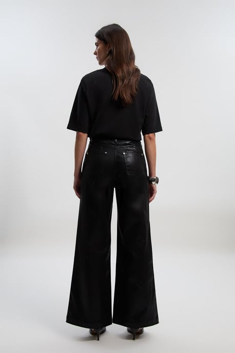 Metallic Coated Denim Wide Leg Jean - Image 4