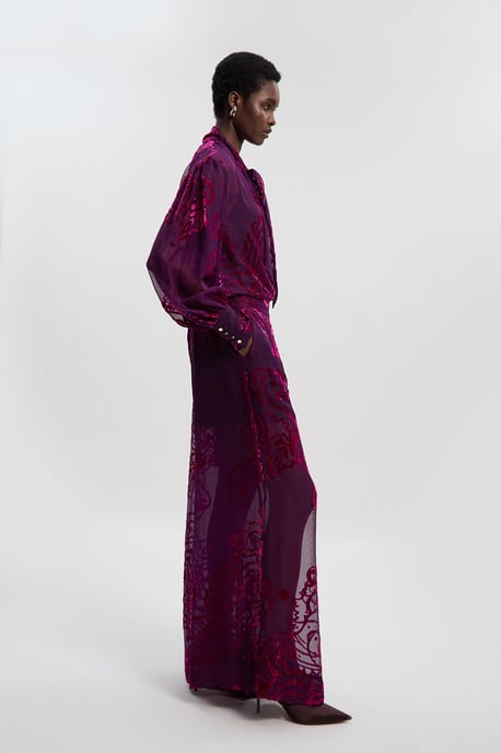 Paisley Devore Woven Wide Leg Trouser - Image 1
