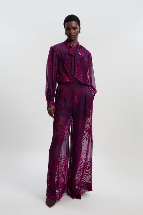 Paisley Devore Woven Wide Leg Trouser - Image 2