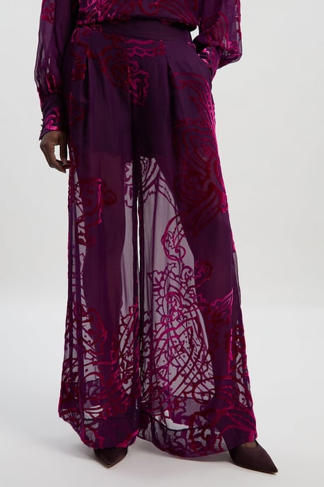 Paisley Devore Woven Wide Leg Trouser - Image 3