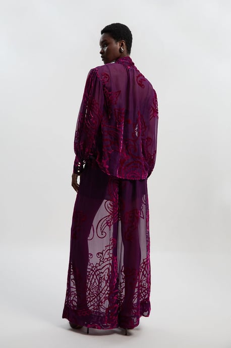 Paisley Devore Woven Wide Leg Trouser - Image 4