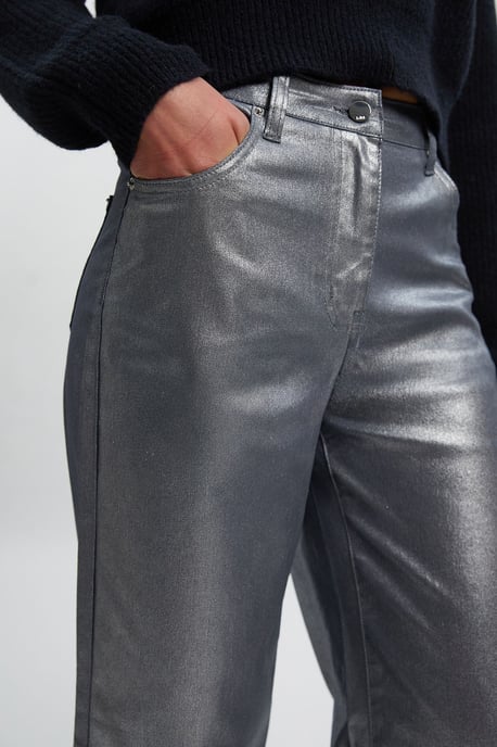 Metallic Coated Denim Wide Leg Jean - Image 3