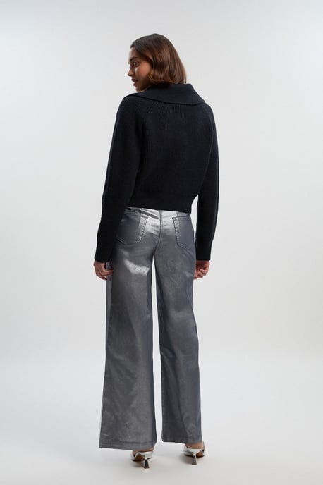 Metallic Coated Denim Wide Leg Jean - Image 4