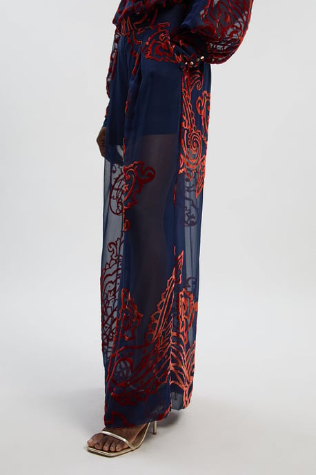 Paisley Devore Woven Wide Leg Trouser - Image 2