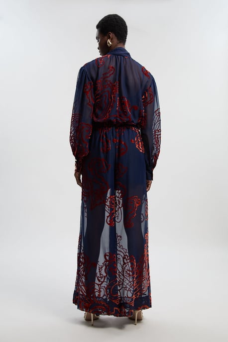 Paisley Devore Woven Wide Leg Trouser - Image 4