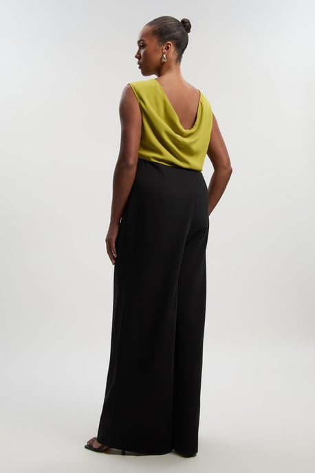 Plus Size Soft Tailored Asymmetric Neck Wide Leg Jumpsuit - Image 4